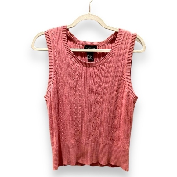 VAN HEUSEN | Women’s Pink Cable Knit Sweater Vest | Size Small | 90s Academia - Picture 1 of 5